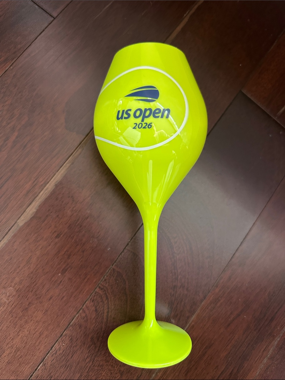 2026 US Open Neon Yellow Wine Glass - Branded Event Drinkware